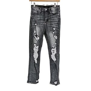 Skinny Jeans‎ Distressed Risen Gray/Black Denim Size 5 EUC